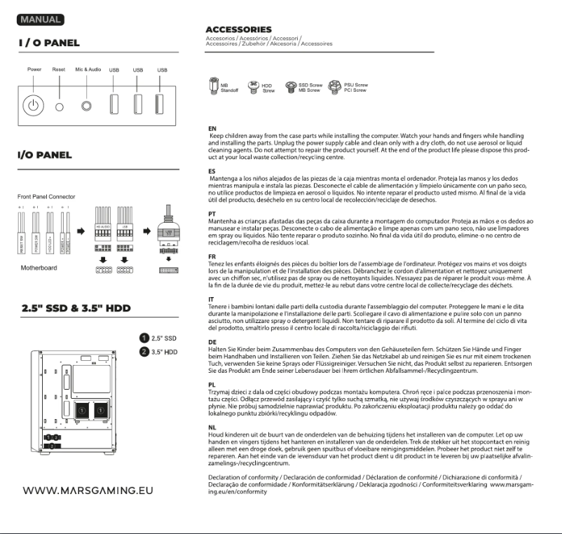 Page 1 of the manual User Manual Mars Gaming MC-SET
