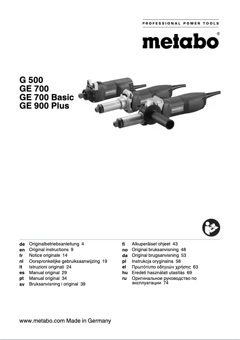 Page 1 of the manual User Manual Metabo GE 900 Plus