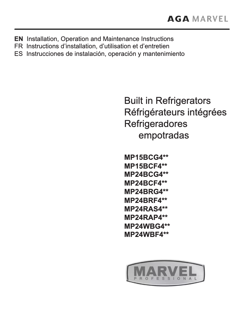Page 1 of the manual User Manual Marvel MP24RAP4LP