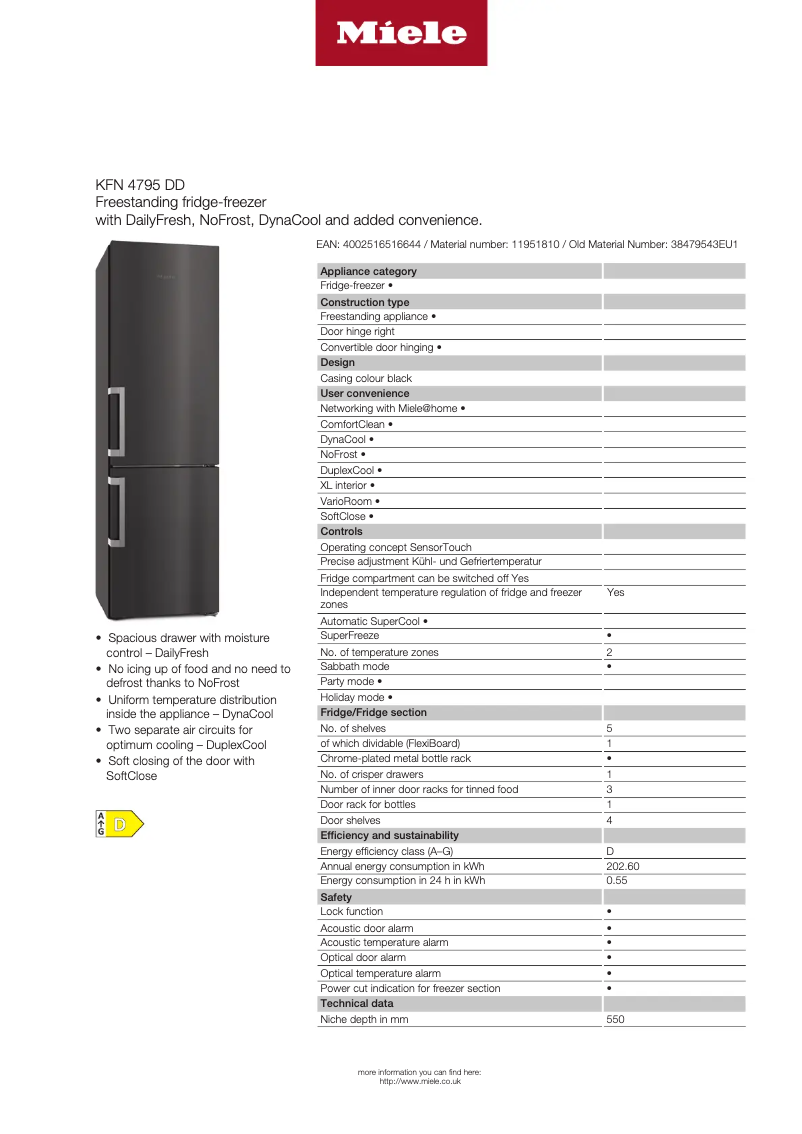 First page image of the manual for KFN 4795 DD
