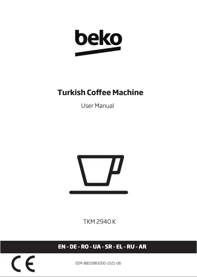 Page 1 of the manual User Manual Beko TKM 2940 K
