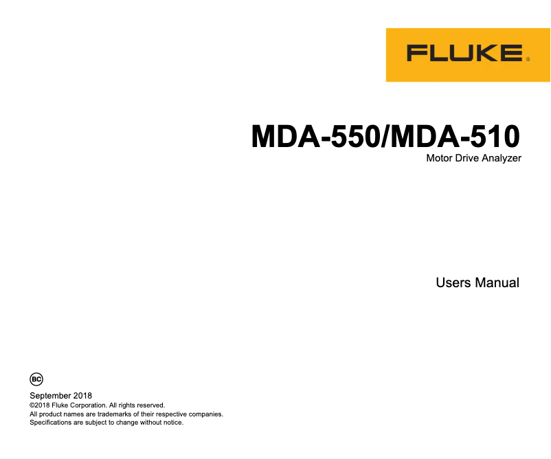 Page 1 of the manual User Manual Fluke MDA-510