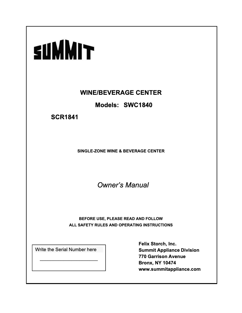 First page image of the manual for SCR1841