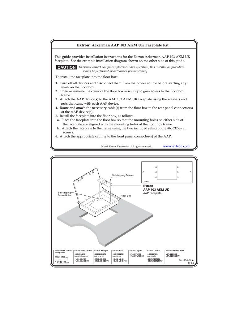 Page 1 of the manual User Manual Extron AAP 103 AKM UK