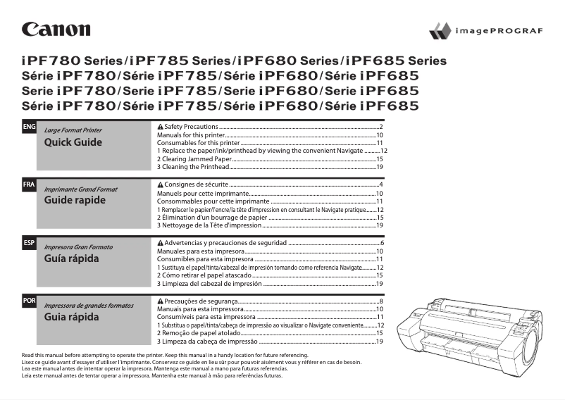 First page image of the manual for imagePROGRAF iPF785