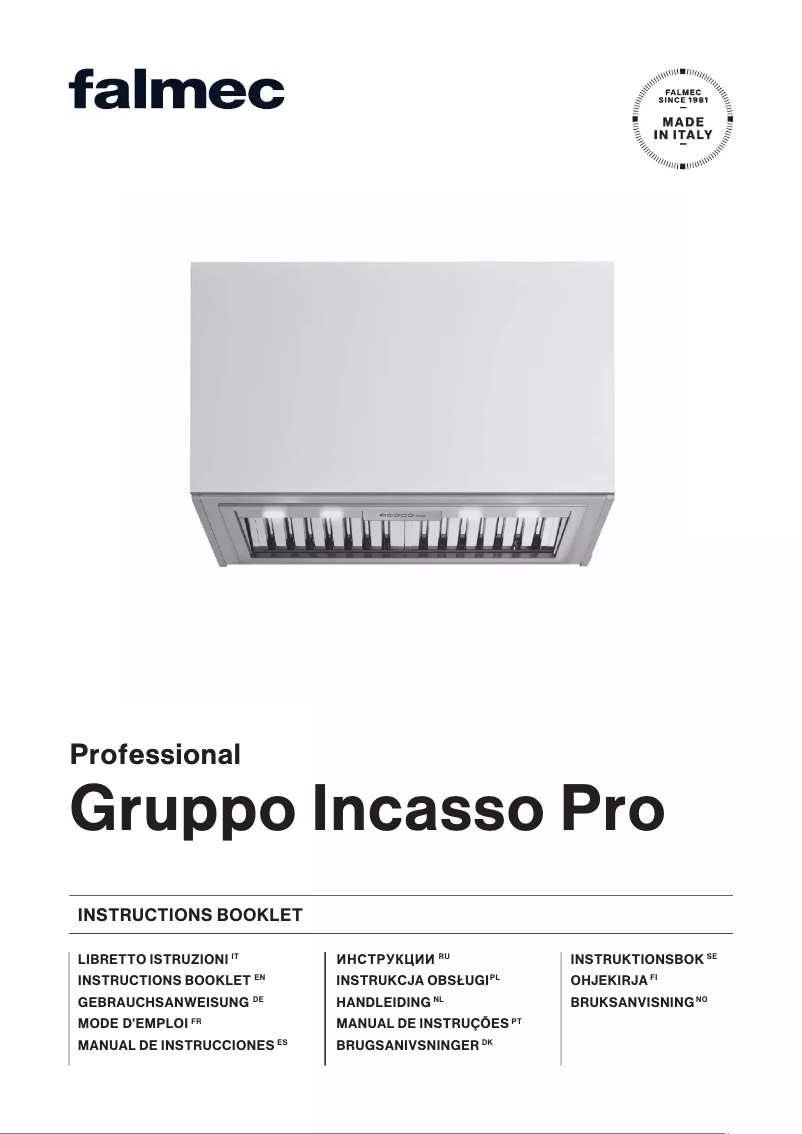 Page 1 of the manual User Manual Falmec Gruppo Incasso Pro
