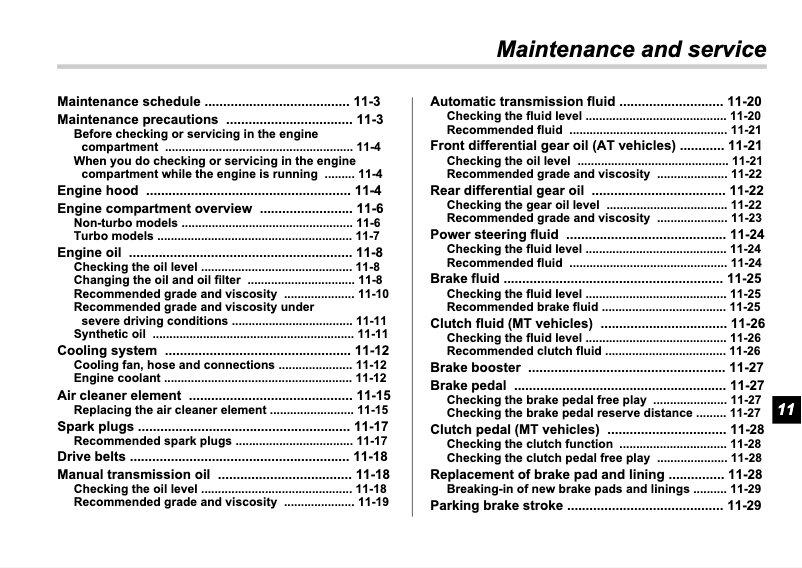 First page image of the manual for Impreza (2006)