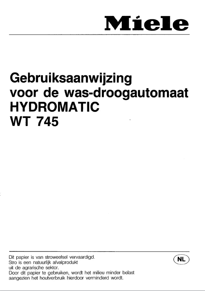 Page 1 of the manual User Manual Miele WT 745