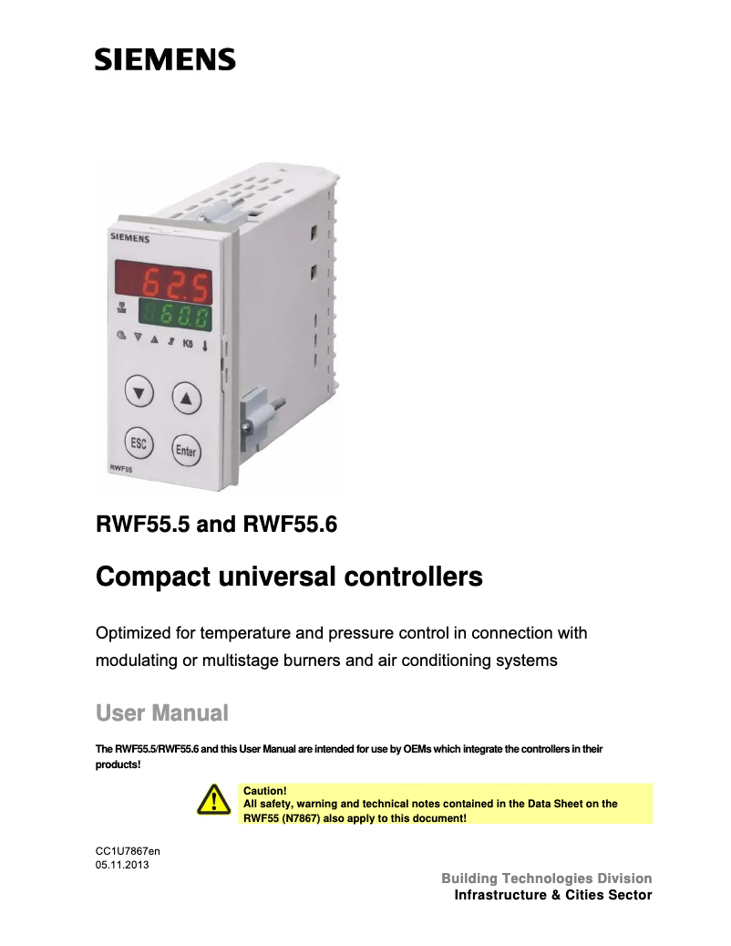 First page image of the manual for RWF55.5