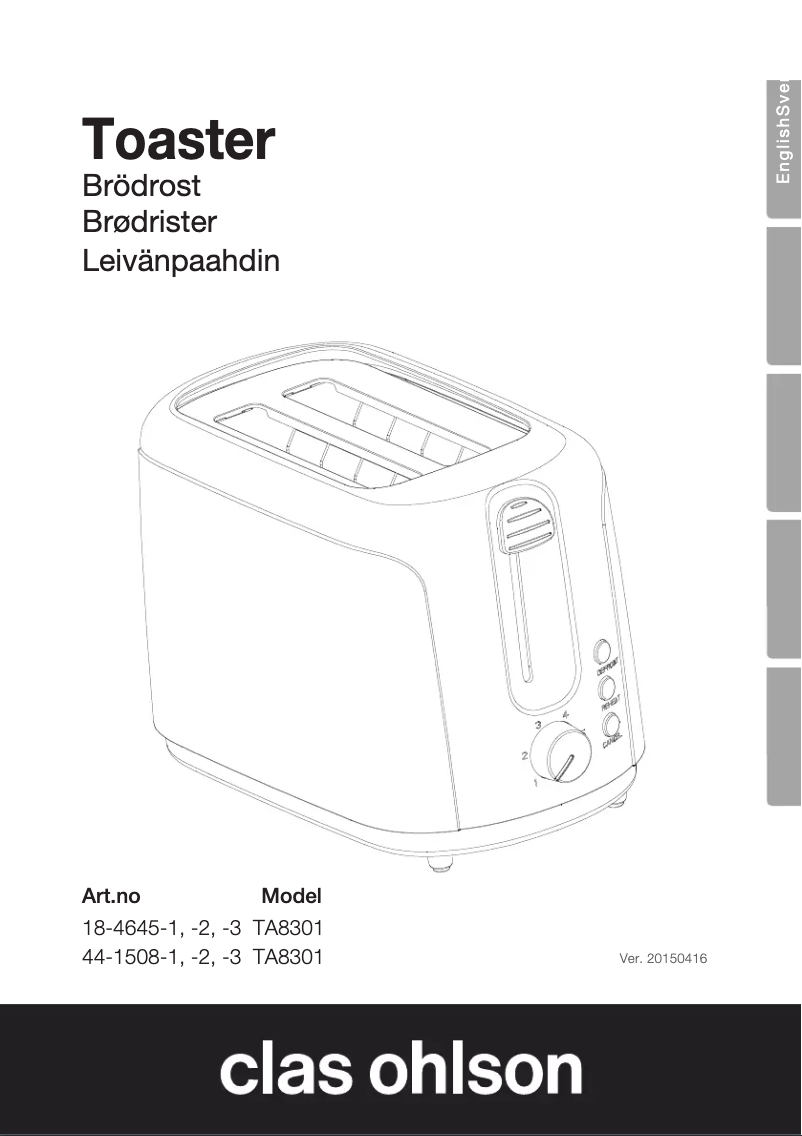 Page 1 of the manual User Manual Clas Ohlson TA8301