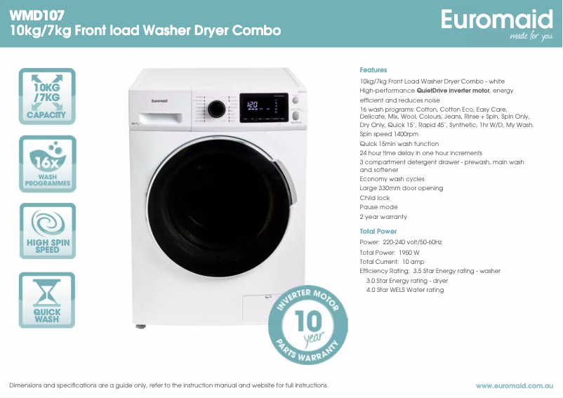 First page image of the manual for WMD107