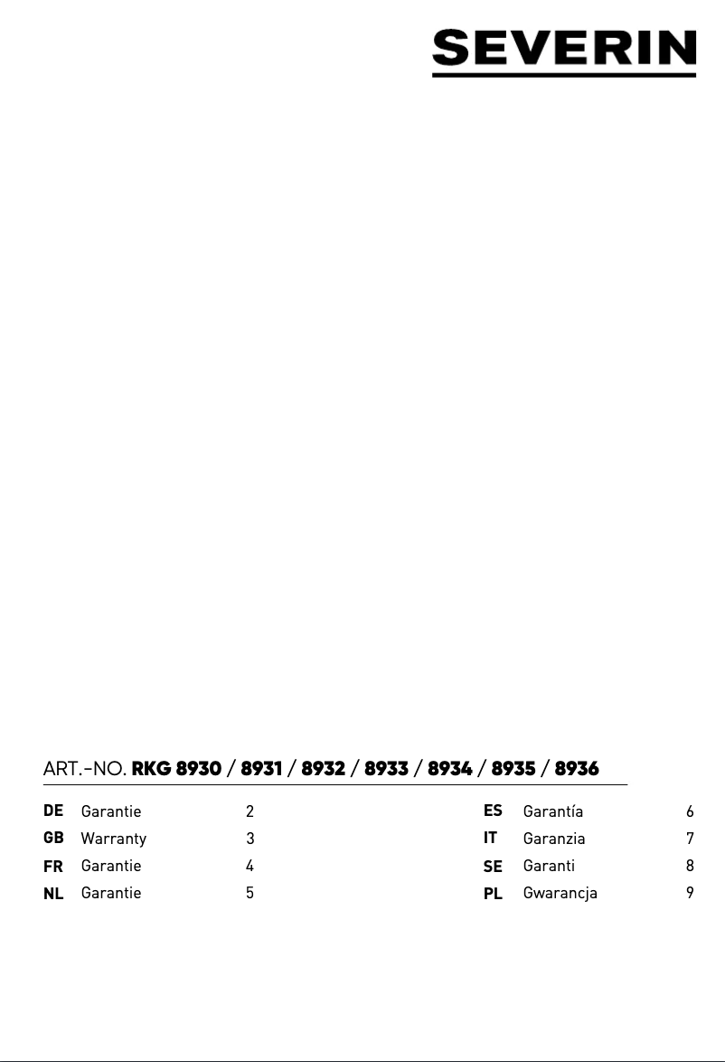 Page 1 of the manual Warranty Information Severin RKG 8933