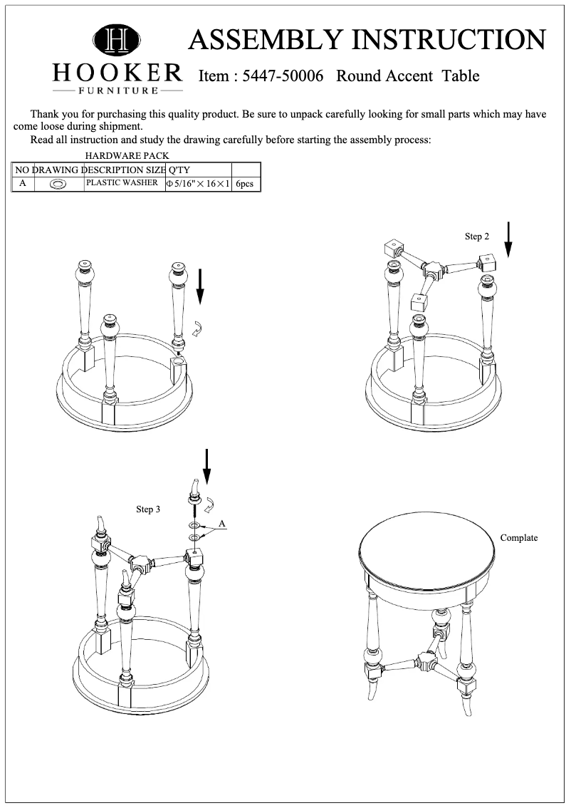 Page 1 of the manual User Manual Hooker 5447-50006