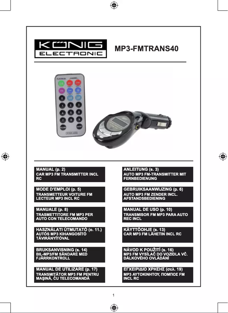Page 1 of the manual User Manual Konig MP3-FMTRANS40
