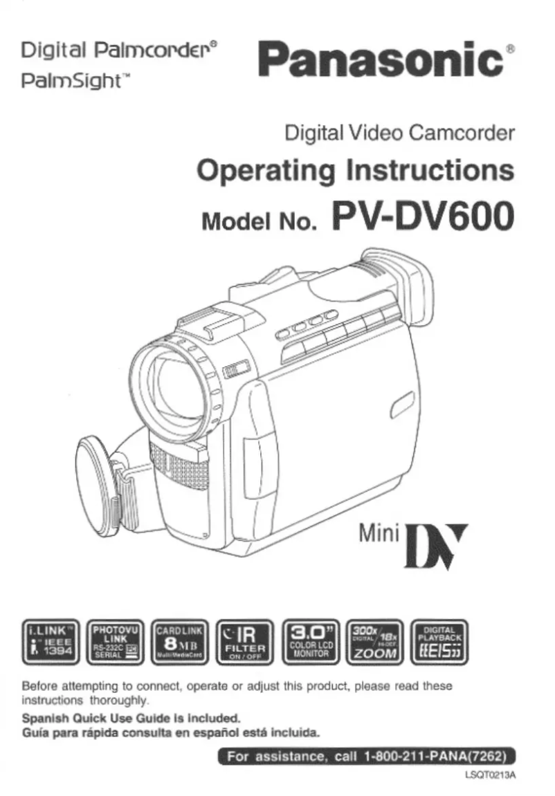 First page image of the manual for PV-DV600