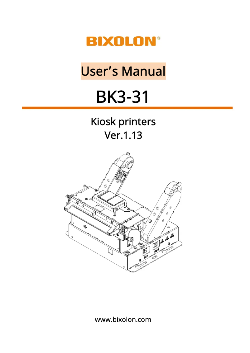 Page 1 of the manual User Manual Bixolon BK3-31