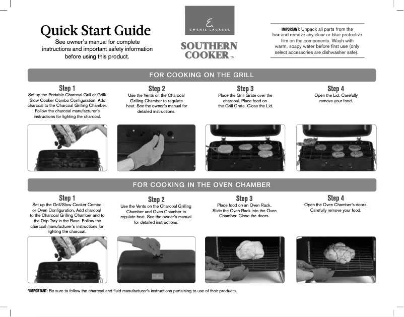 Page 1 of the manual Quick Start Guide Emeril Lagasse Southern Cooker SC-01