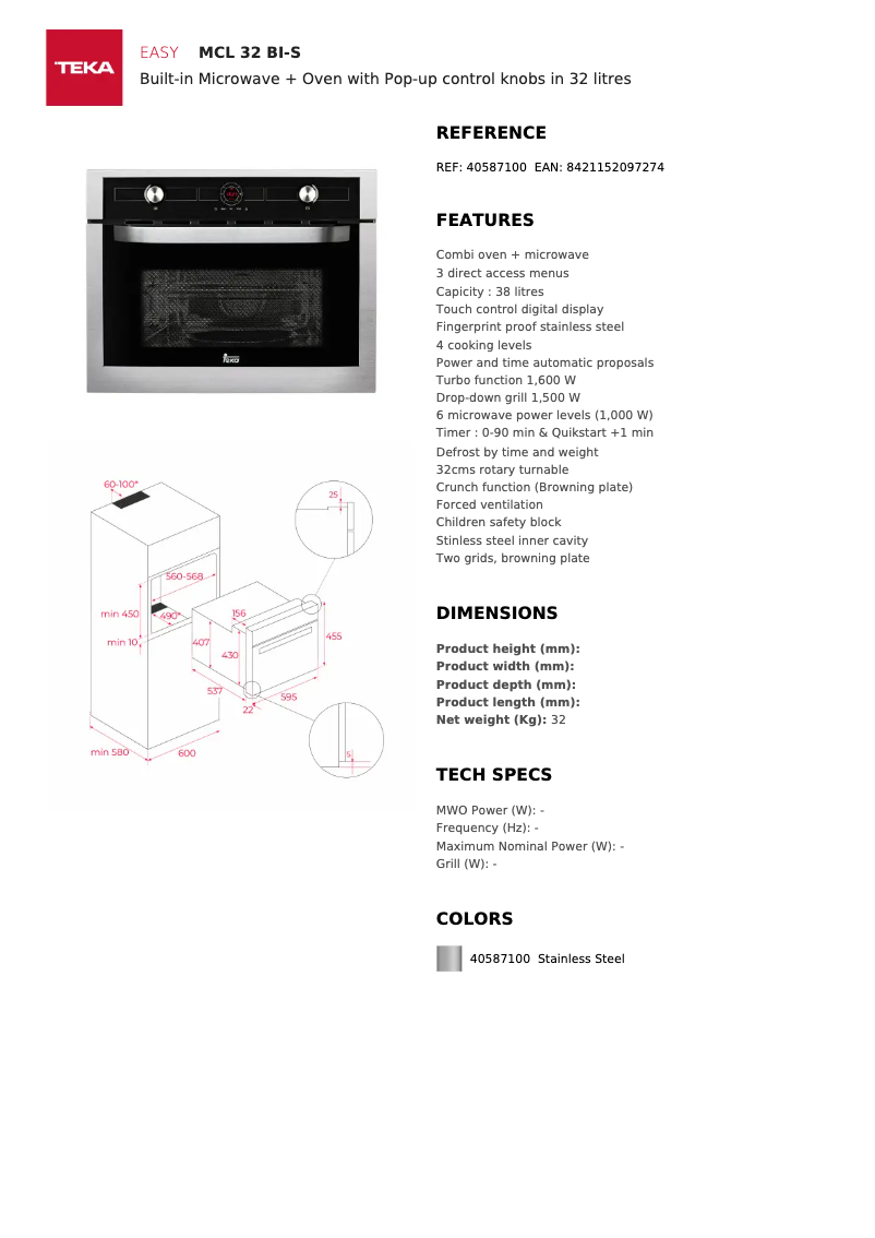 First page image of the manual for MCL 32 BI-S