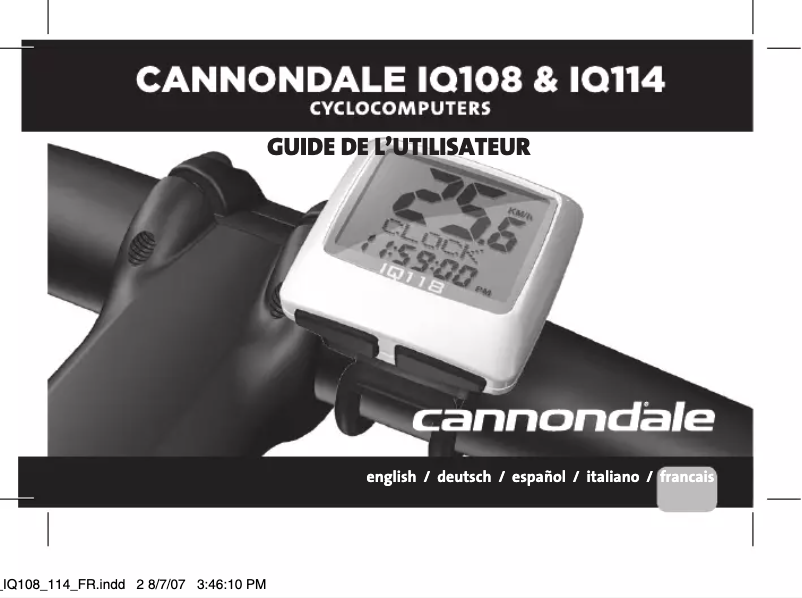Page 1 of the manual User Manual Cannondale IQ108