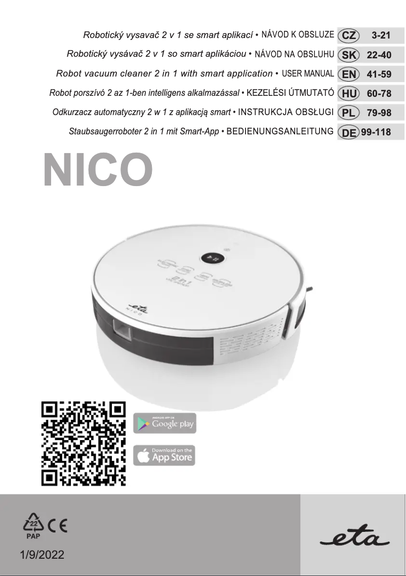 Page 1 of the manual User Manual Eta Nico 2219 90000