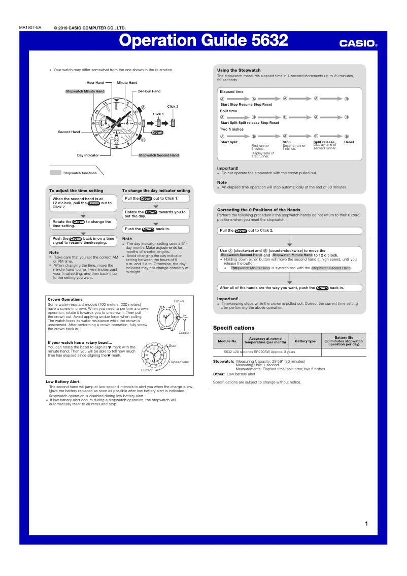 Page 1 of the manual User Manual Casio Edifice EFV-590D-1AVUEF