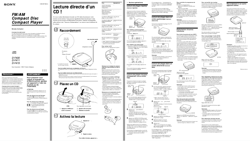 Page 1 of the manual User Manual Sony D-F415