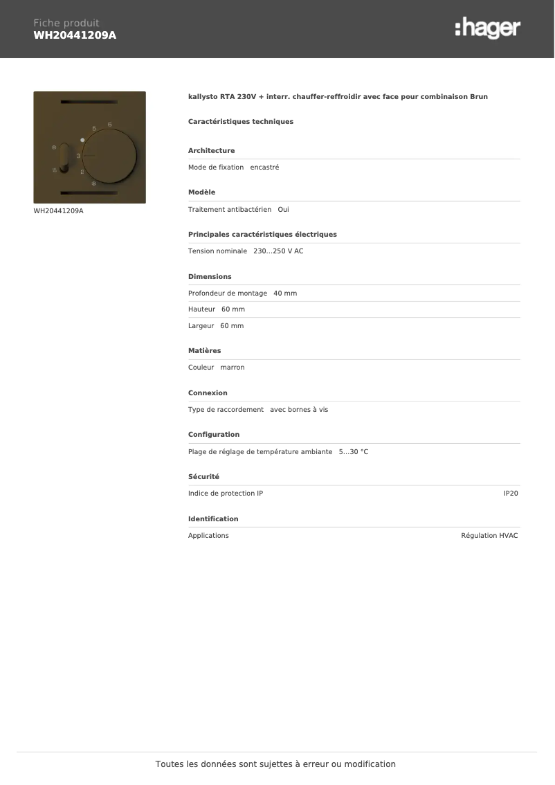 First page image of the manual for WH20441209A