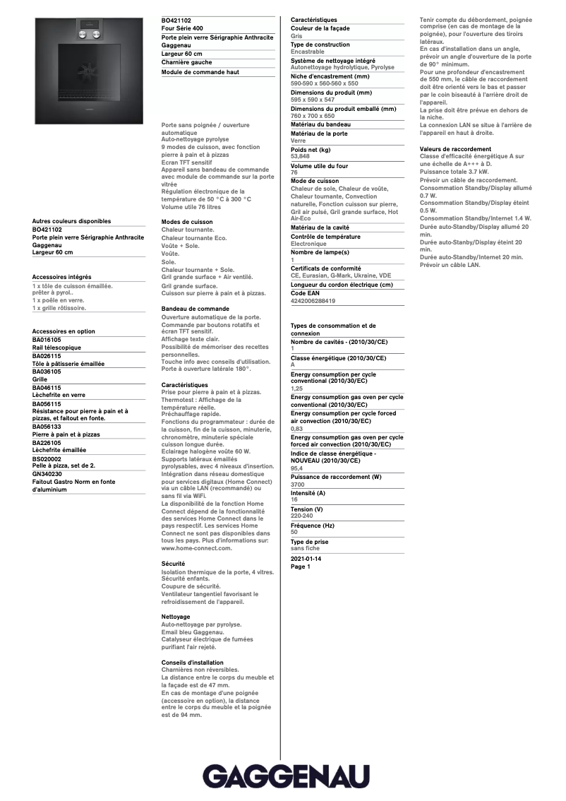 First page image of the manual for BO421102