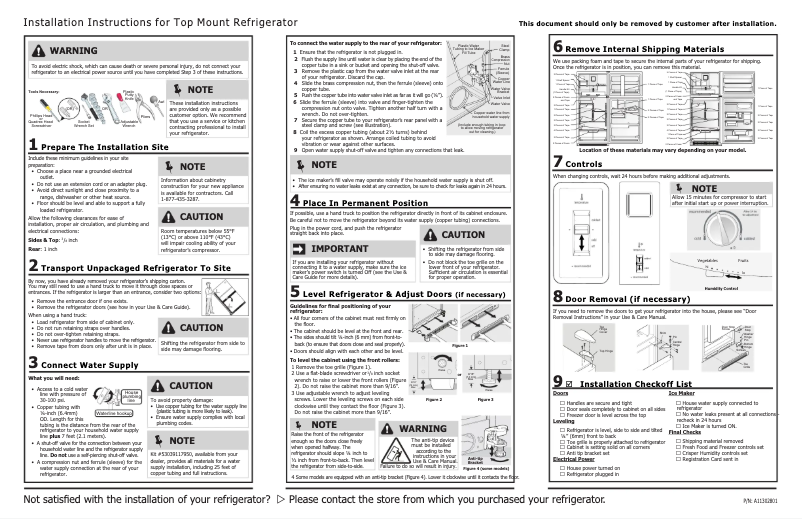 First page image of the manual for FFTR1828SE