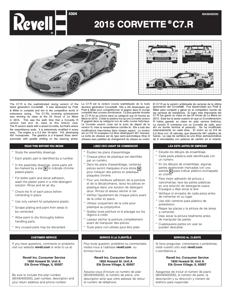 Page 1 of the manual User Manual Revell Corvette C7.R