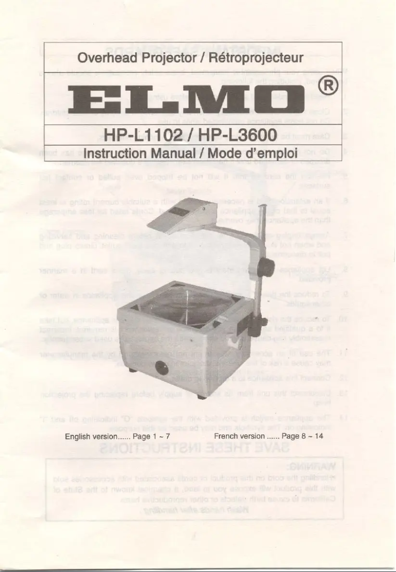 First page image of the manual for HP-L3600