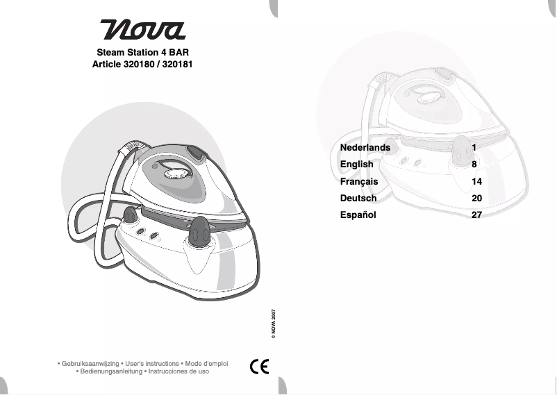 Page 1 of the manual User Manual Nova Steam Station 4 BAR 320180