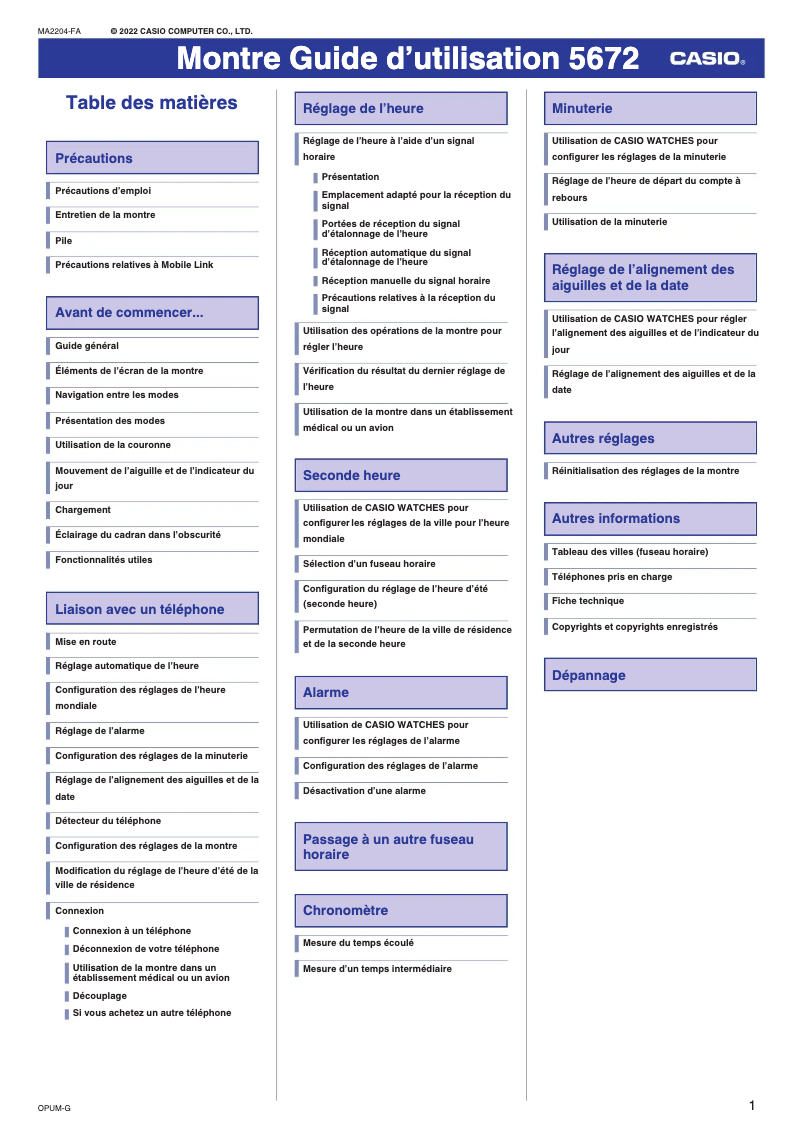 First page image of the manual for G-Shock MTG-B3000