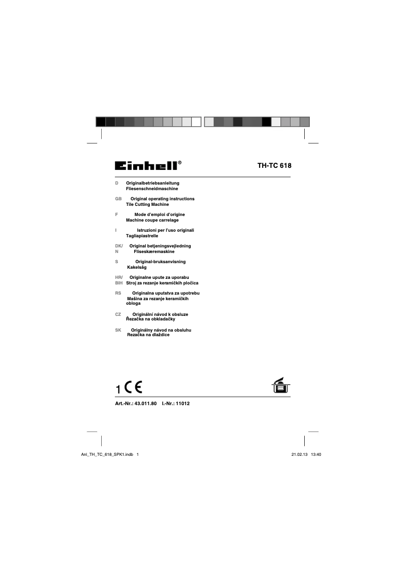 Page 1 of the manual User Manual Einhell TH-TC 618