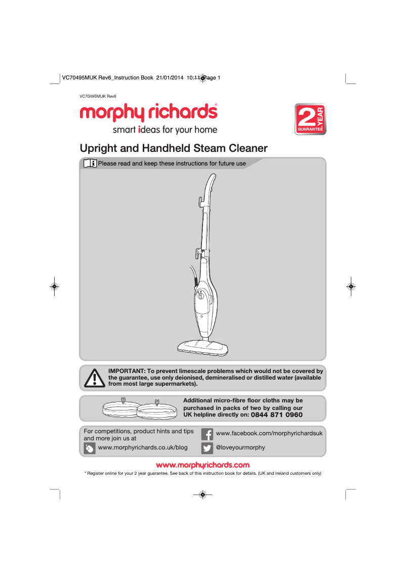 Page 1 de la notice Manuel utilisateur Morphy Richards 720021