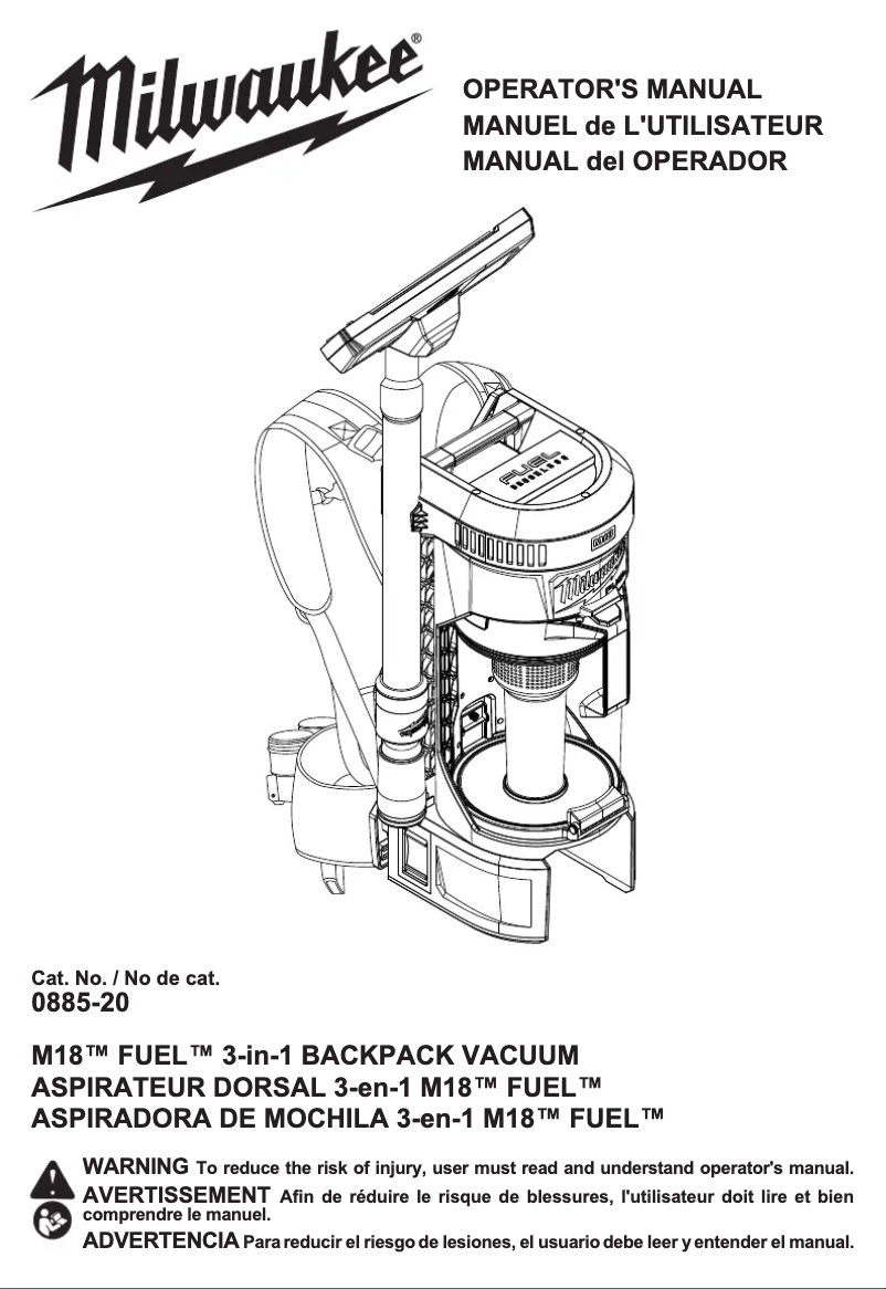 Page 1 of the manual User Manual Milwaukee M18 Fuel 0885-21HD