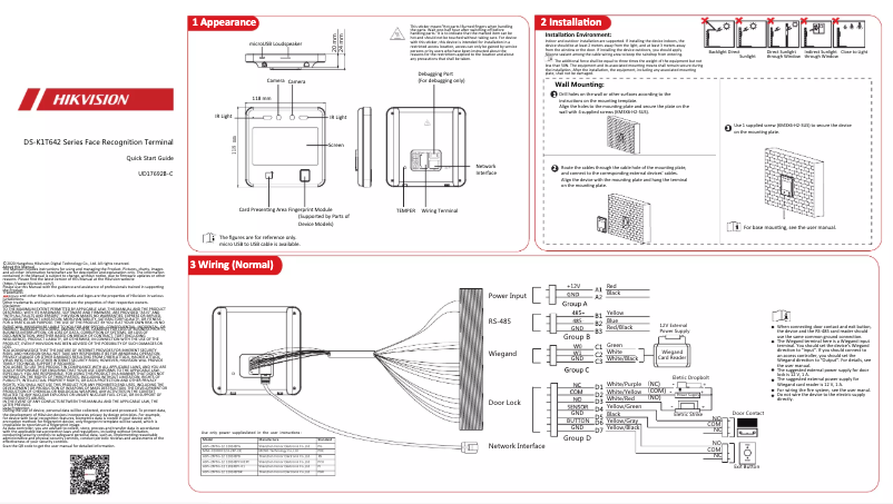 Page 1 of the manual Quick Start Guide Hikvision DS-K1T642E