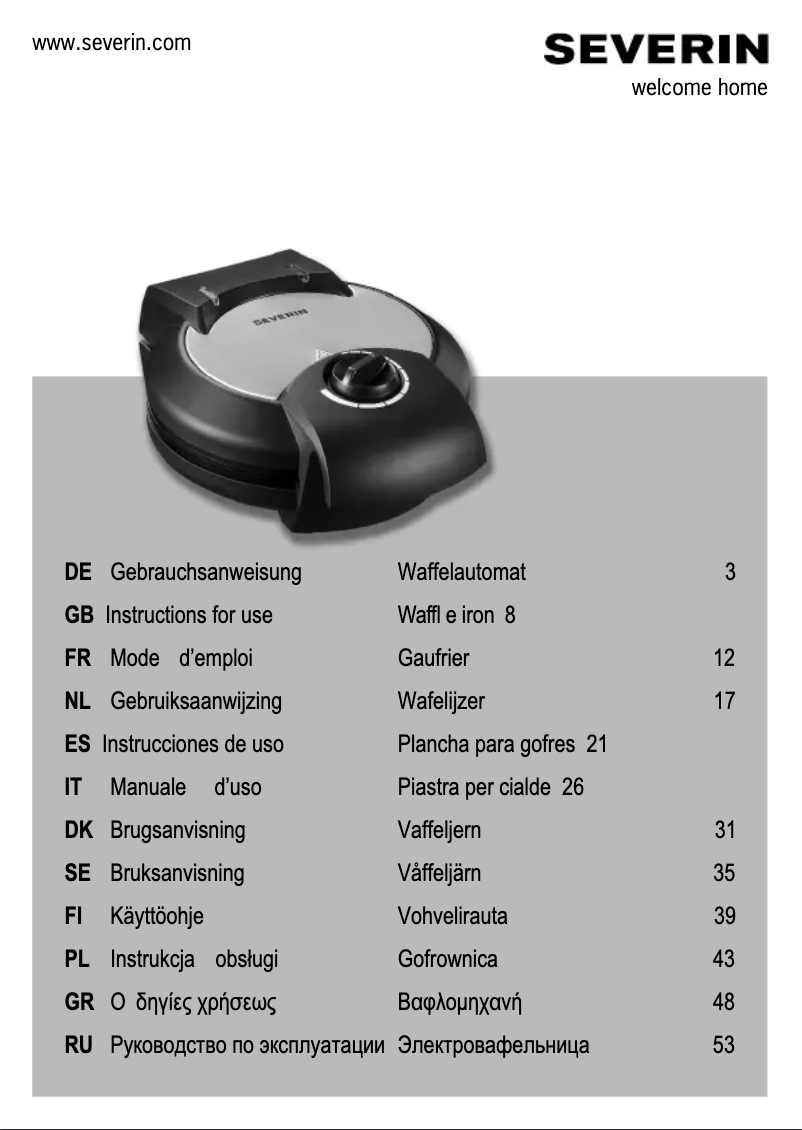 Page 1 of the manual User Manual Severin WA 2103