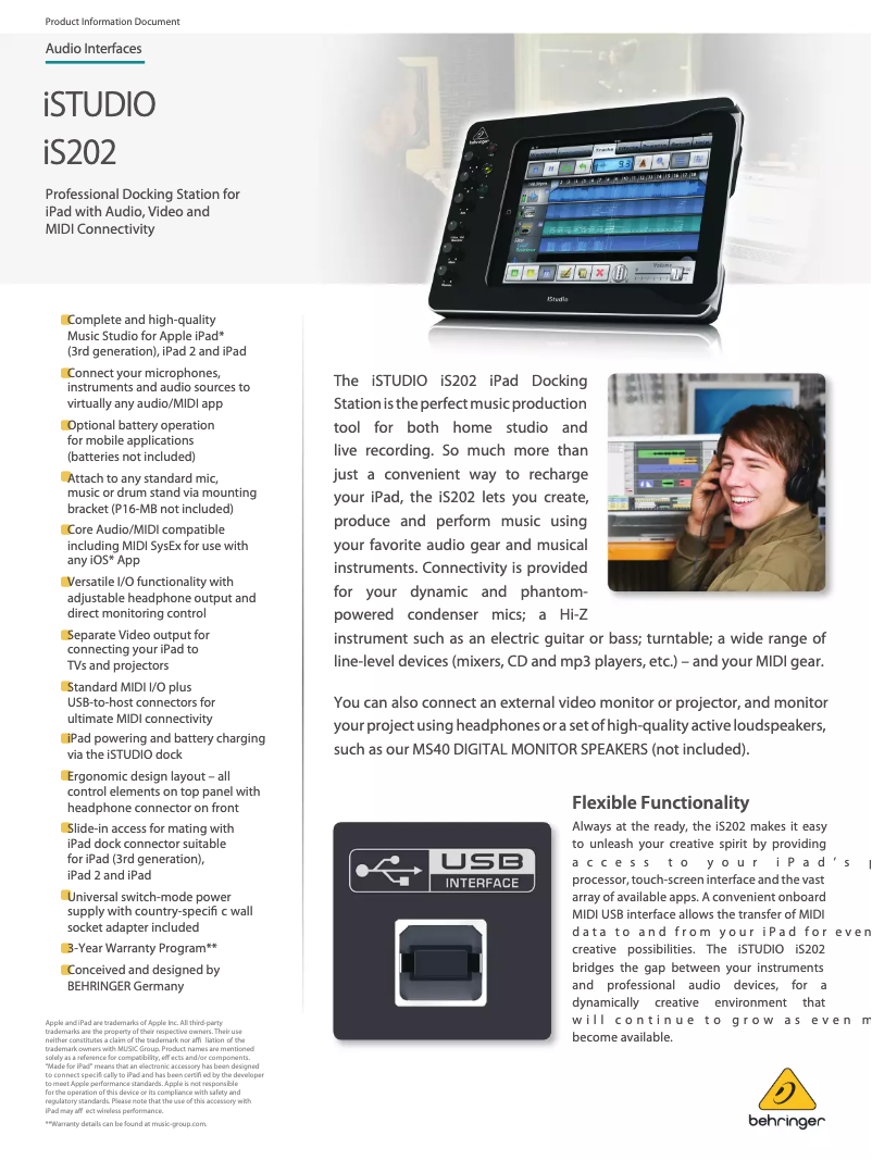 Image de la première page du manuel de l'appareil iStudio iS202