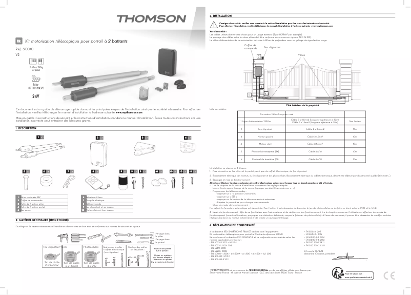 Page 1 of the manual Installation Guide Thomson 510040