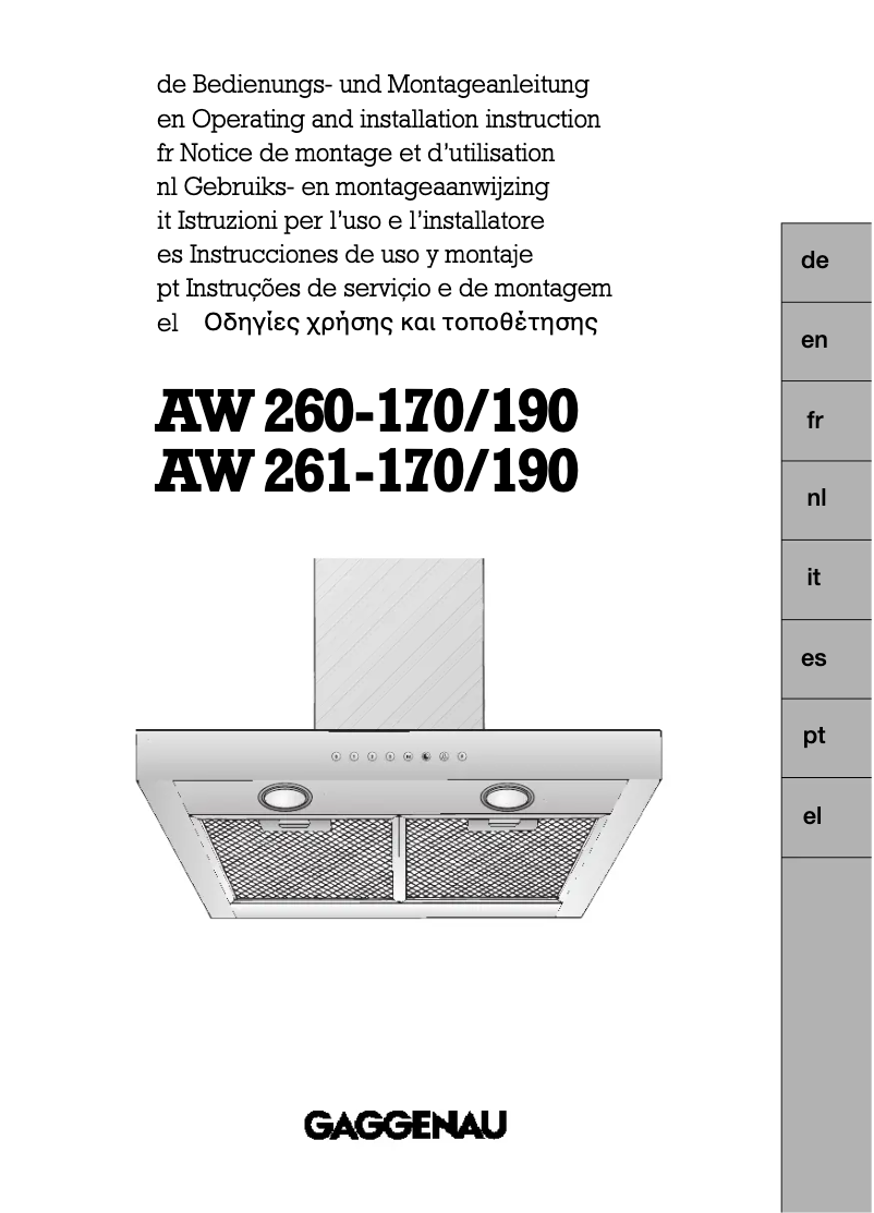 Image de la première page du manuel de l'appareil AW260190