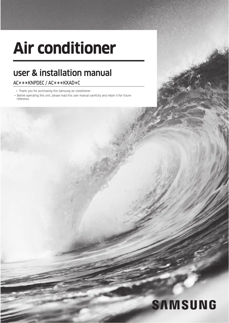 Page 1 of the manual User Manual Samsung AC048KNPDEC