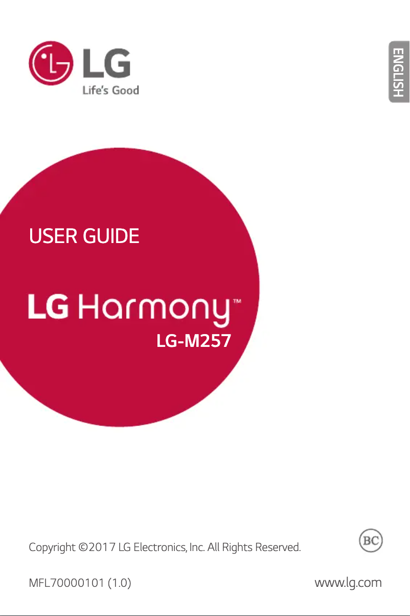 Page 1 of the manual User Manual LG Harmony
