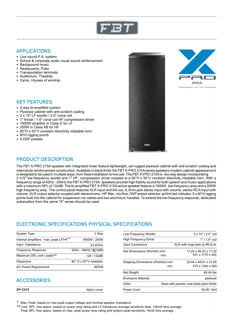 First page image of the manual for X-Pro 215A