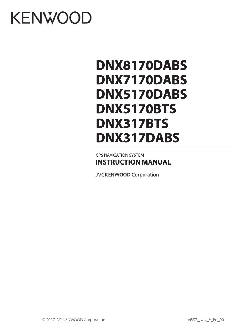 Image de la première page du manuel de l'appareil DNX7170DABS