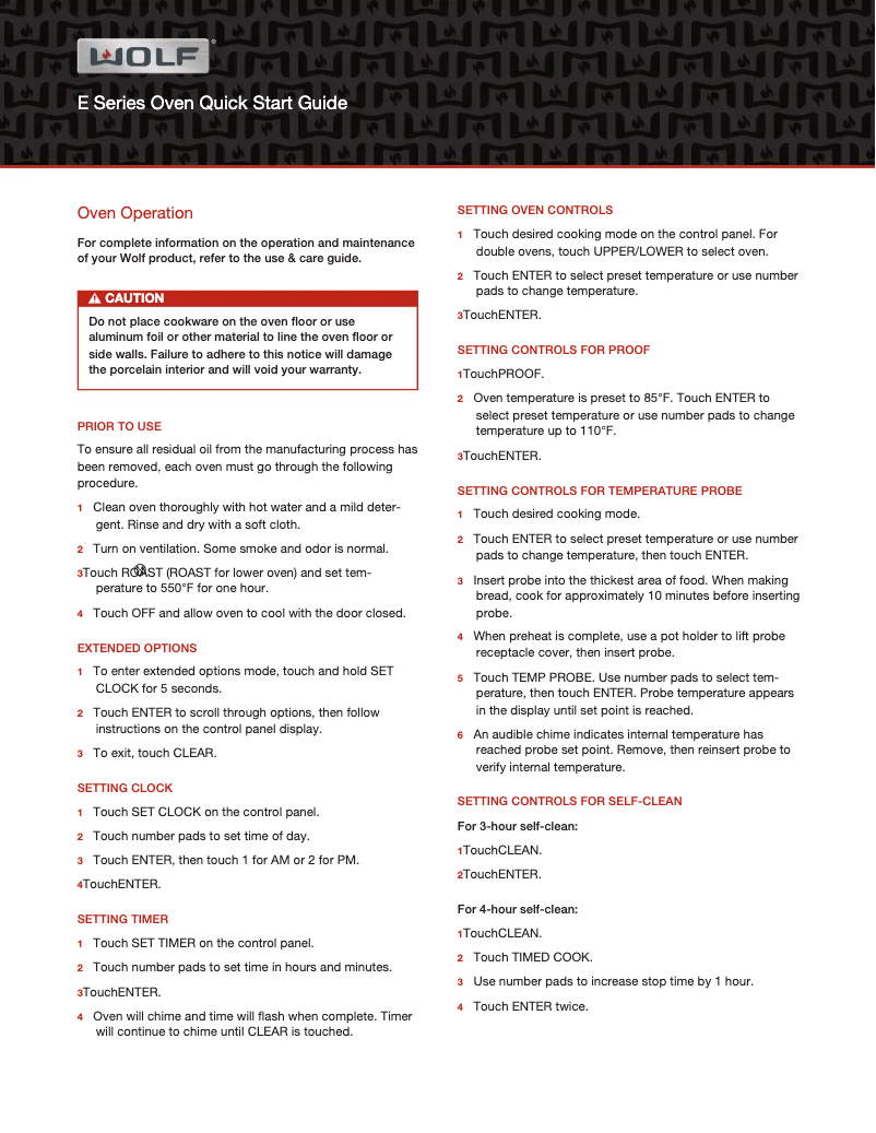 Page 1 of the manual Quick Start Guide Wolf E Series DO30PE/S/PH