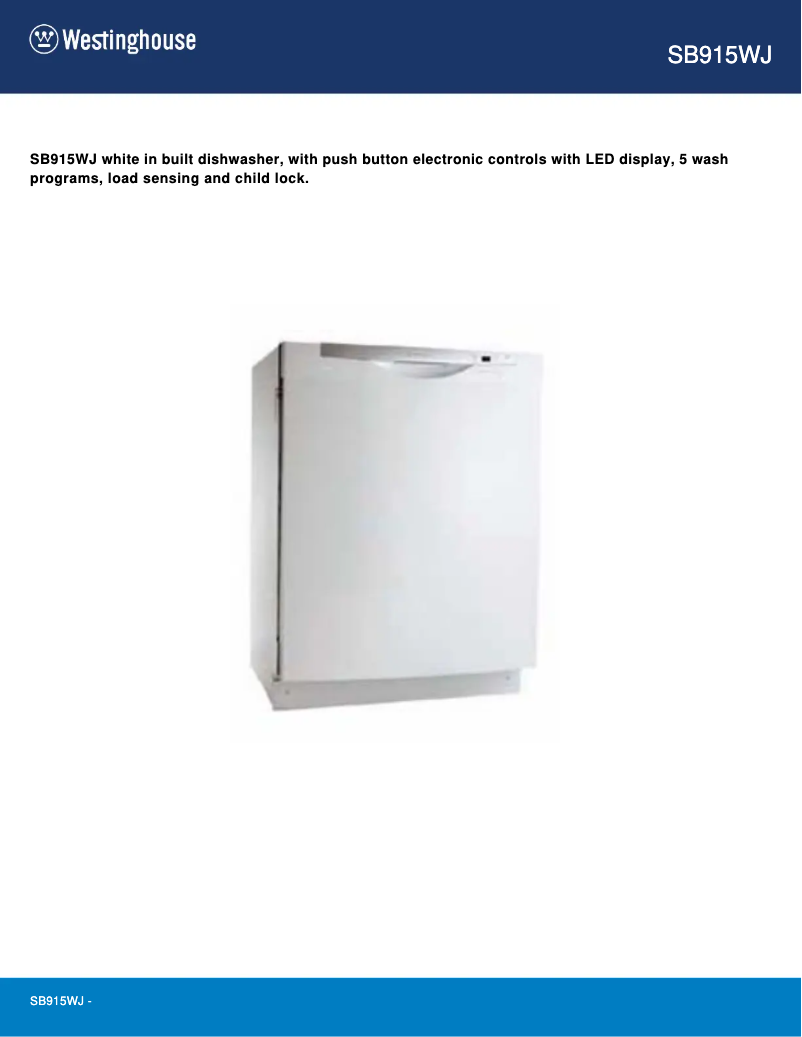 Page 1 de la notice Manuel utilisateur Westinghouse SB915WJ
