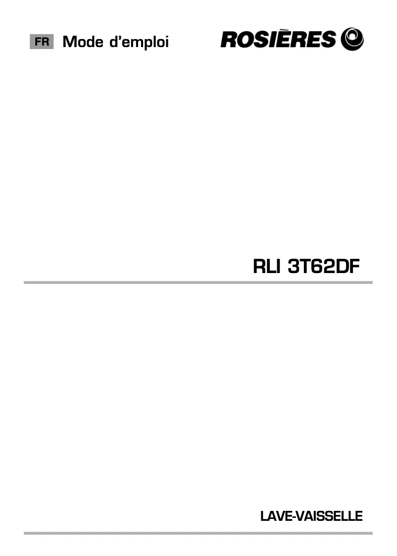Page 1 of the manual User Manual Rosieres RLI 3T62DF