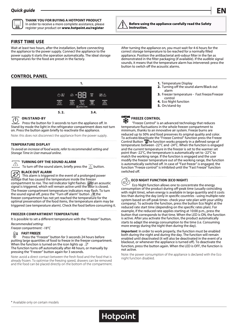 Page 1 of the manual User Manual Hotpoint HF 1801 E F1 UK