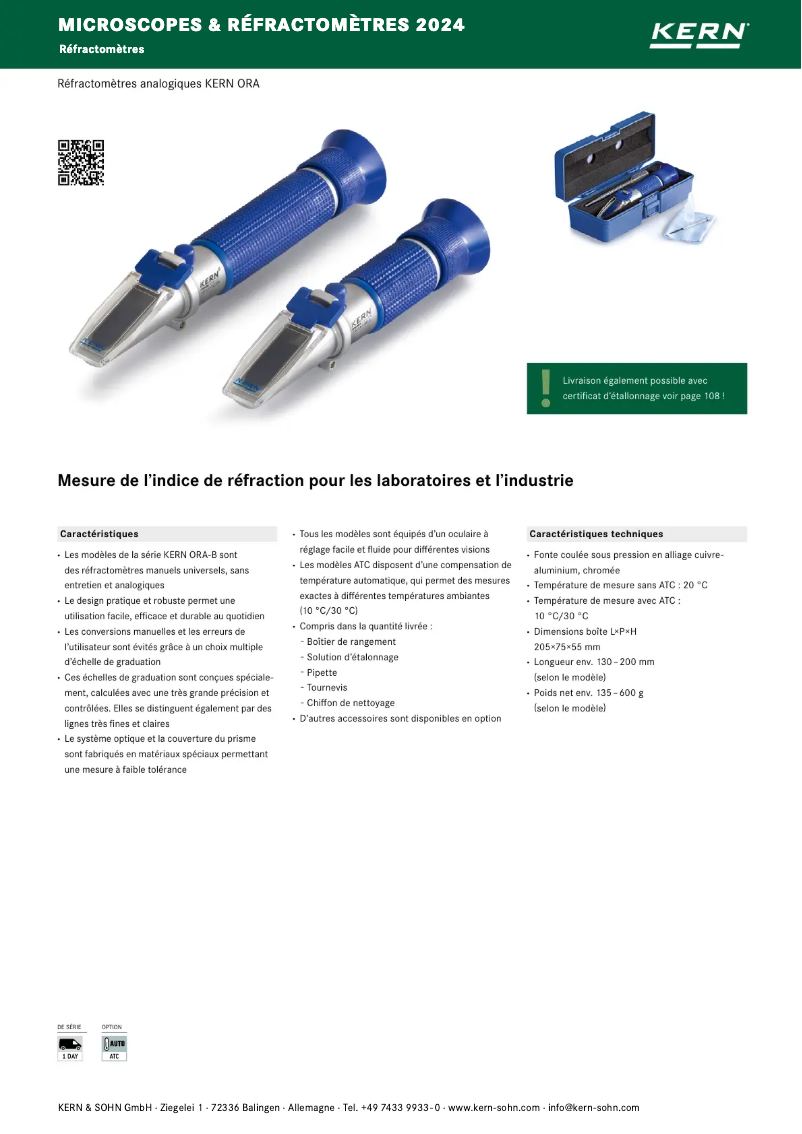 Page 1 of the manual Brochure Kern ORA 1WB